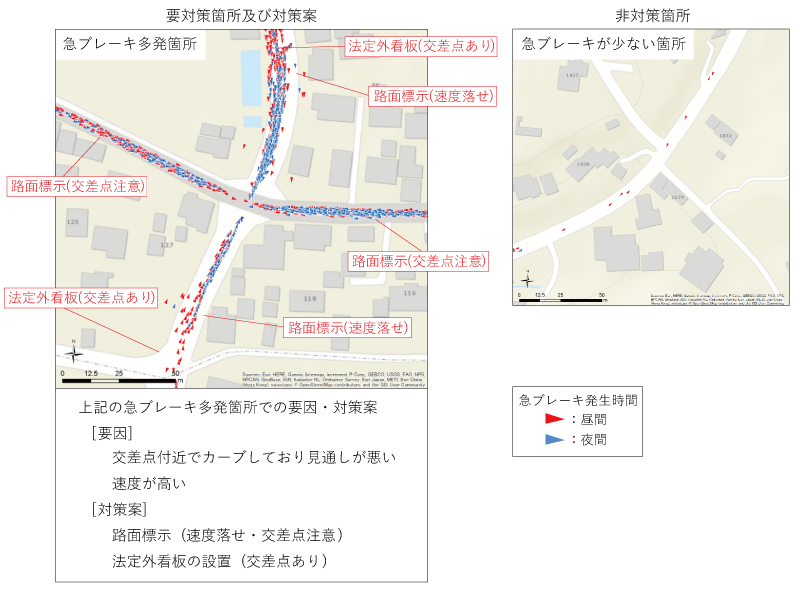 急ブレーキ発生箇所抽出結果事例